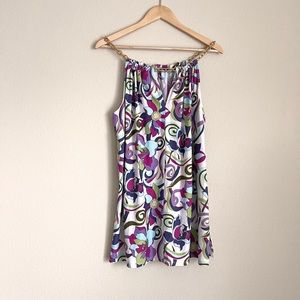 Y2K patterned dress with chain straps